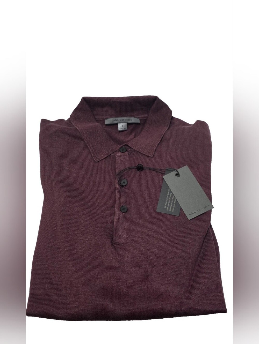 John Varvatos Dark Plum Dune Polo  Sweater Small